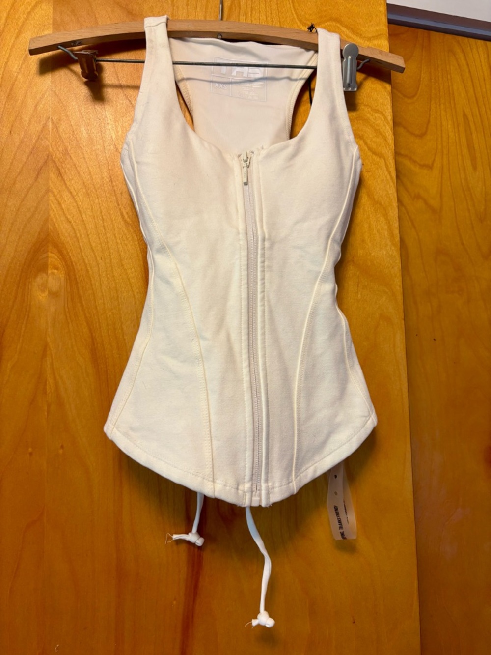 Corsety Ivory Scoopneck Tank TA3 Zip-Front with Lace-up back. - Picture 3 of 12